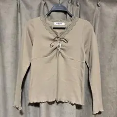 Emsexcite リボンレースリブニット ベージュ Mサイズ