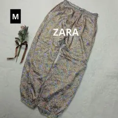 2077ꕤザラ ZARA カラフル花柄 シャーリングパンツ ジョガーパンツ【M】