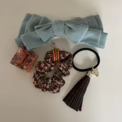 ヘアアクセ　4点　バレッタ　シュシュ　ヘアゴム　ヘアクリップ