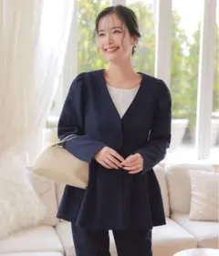 ネイビー パンツスーツ セットアップ