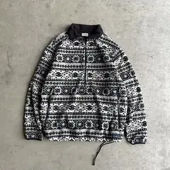 90s LLBean Polartec 総柄フリースジャケット ハーフジップ