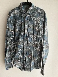 ZARA MAN メンズ 長袖シャツ ボタニカル柄 スリムフィット