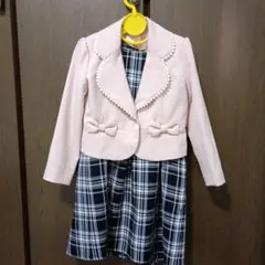 ピンクジャケットとチェック柄ドレスセット