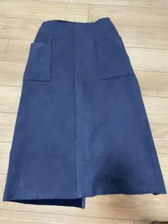 ネイビー スエード風 タイトスカート