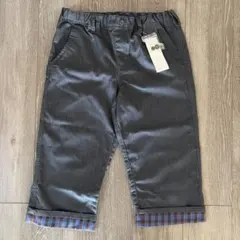 GU キッズ クロップドパンツ グレー チェック柄