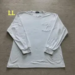 ★胸ポケット付白ロングTシャツLLサイズ★