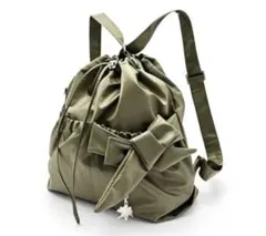 新品 ナイロン 防水2way バケットバッグ リュック ショルダー 可愛いリボン