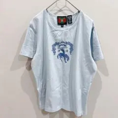 ★圖案T恤【XL】復古牛仔女郎 淺藍色