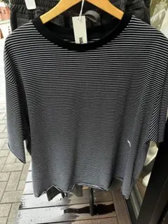 WAX Pin stripe cut off tee ブラックSサイズのサムネイル