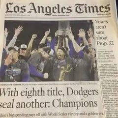 LOS ANGELES TIMESドジャース ワールドシリーズ優勝新聞 大谷翔平