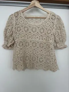 レディース半袖　レースシャツ　海外