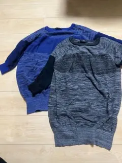 DIESEL グレー・ブルー セーター 七分袖