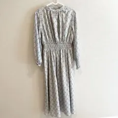 ☆N. 花柄長袖ロング丈ワンピース ゴム入りウエスト Mサイズ☆