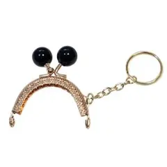 【5個】キーリング付き口金 ブラック　黒 5cm ライトゴールド ハンドメイド