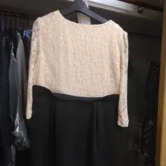 ベージュレース×黒 マタニティワンピースМサイズ