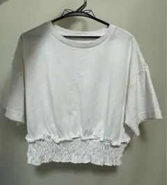 GU ウエストシャーリングクロップドTシャツ M　5分袖