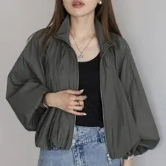 ボンジュールサガン　撥水UVカットショート丈シアーボリュームブルゾン　CG