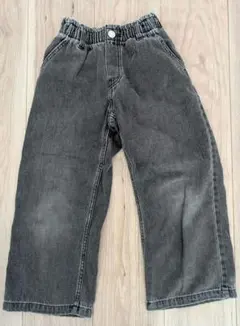 H&M ワイドレッグデニム　ブラック　120