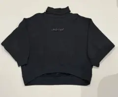 Santa cruz スウェット ブラック 刺繍 ハイネック トレーナー 短丈