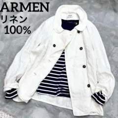 ARMEN アーメン リネン100% ラウンドカラー ジャケット ダブル 白のサムネイル