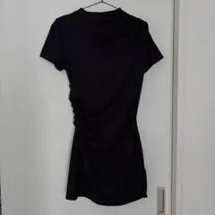 新品タグ付き h&m ドレープハイネックワンピース ブラック 黒 半袖 M