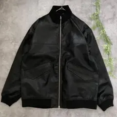 【美品】ワークマン フェイクレザー　MA-1 ジャケット　黒　 LL