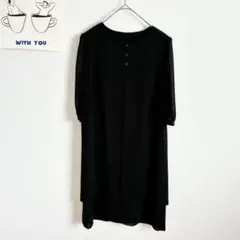 ブラックドレス　ワンピース　膝丈　シフォン　Aライン　フォーマル　シンプル