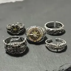 【お得な5点セット！】ヴィンテージリング アクセサリー メンズ シルバー