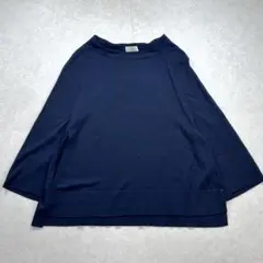 ドゥーズィエムクラス サイドスリット メリノウールニット ネイビー