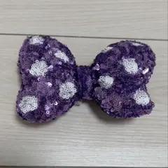 ミニー　ヘアゴム　スパンコール　リボン 紫