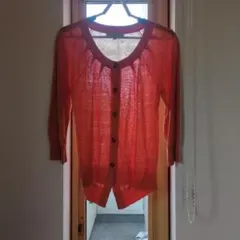 オレンジの七部袖カーディガンのサムネイル