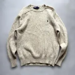 90s ラルフローレン ウールニットセーター ポニー刺繍 L y2k アーカイブ