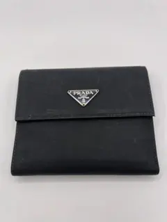 ✨美品✨ プラダ 折り財布 三角ロゴ 黒 ナイロン サフィアーノ