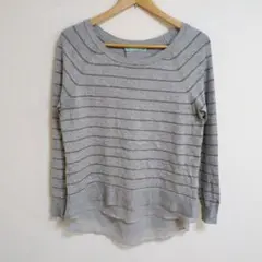 maurices ストライプ 長袖セーター【S】薄手 グレー レディース 古着