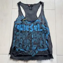 DIESEL タンクトップ 英字 ピチ タイト 平成ギャル y2kグランジ ロゴ