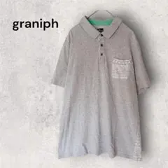 【人気】グラニフ graniph ポロシャツ L グレー ジャガード 切り替えのサムネイル