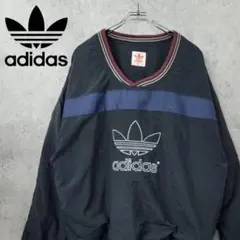 90s 古着 アディダス プルオーバー ナイロンジャケット ブラック XL