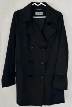ブラックトレンチコート ダブルブレスト ベルト付き