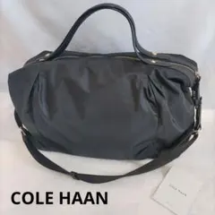 COLE HAAN 2WAY ナイロン×レザー ショルダーバッグ ブラック
