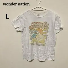 wonder nation 白レモンデザイン Tシャツ 【L】レディース古着