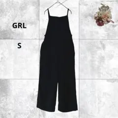 グレイル　オールインワンワイドパンツ　サロペット　ブラック　コットンリネン　S