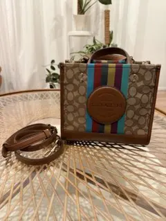 Coach ストライプデザイン ショルダーバッグ