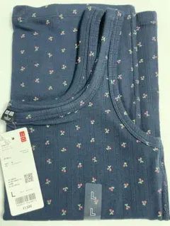 【新品】ユニクロ　ポインテールタンクトップ　ネイビーLサイズのサムネイル