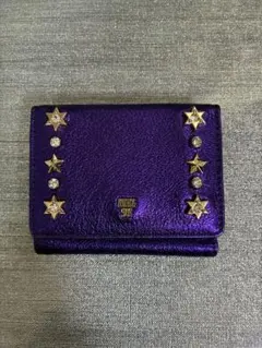 ANNA SUI 三つ折財布 パープル系 ANNA SUI アナスイ 財布 三つ折 パープル レディース がま口 三つ折
