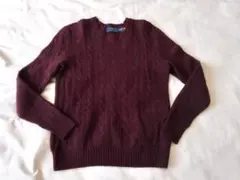 ラルフローレン　カシミア混 ケーブルニット セーター現行QRコード　ユニセックス