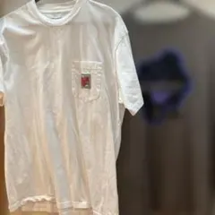 ホワイト Tシャツ 左胸ポケット付き