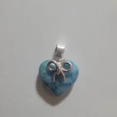 ラリマー　ハート&リボン　ペンダントトップ　(ネックレス)