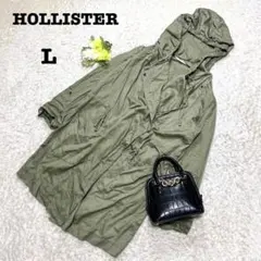ホリスター　モッズコート　薄手　羽織り　フード　カジュアル　カーキ　ゆったり　L