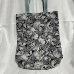 ハンドメイドトートバッグ 柴犬 グレー