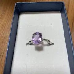 アメジストのオーバルカット石のシルバーリング